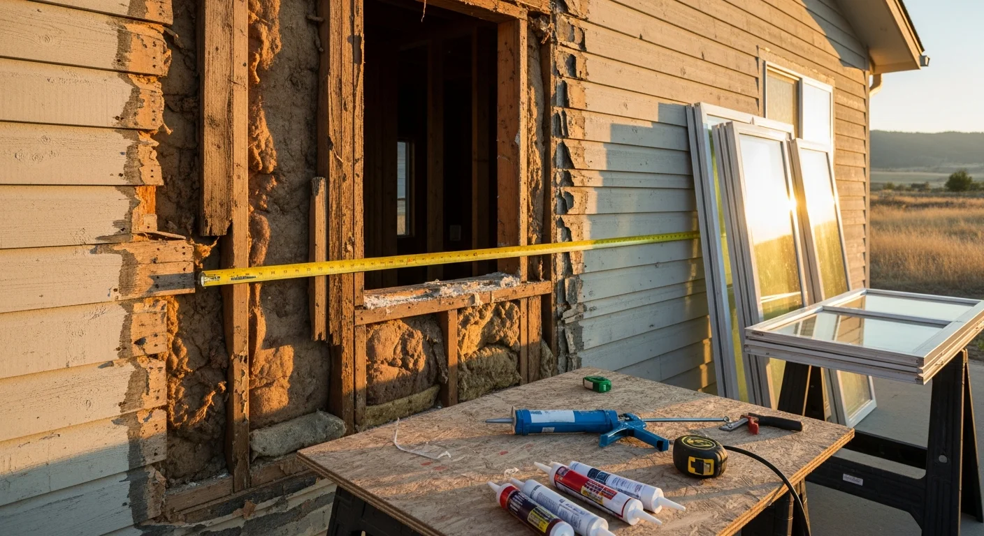 A Homedale, Idaho home exterior showing completed siding and window repair work with clean trim lines and no visible damage. The repair blends with the existing structure on a single-family residential property.